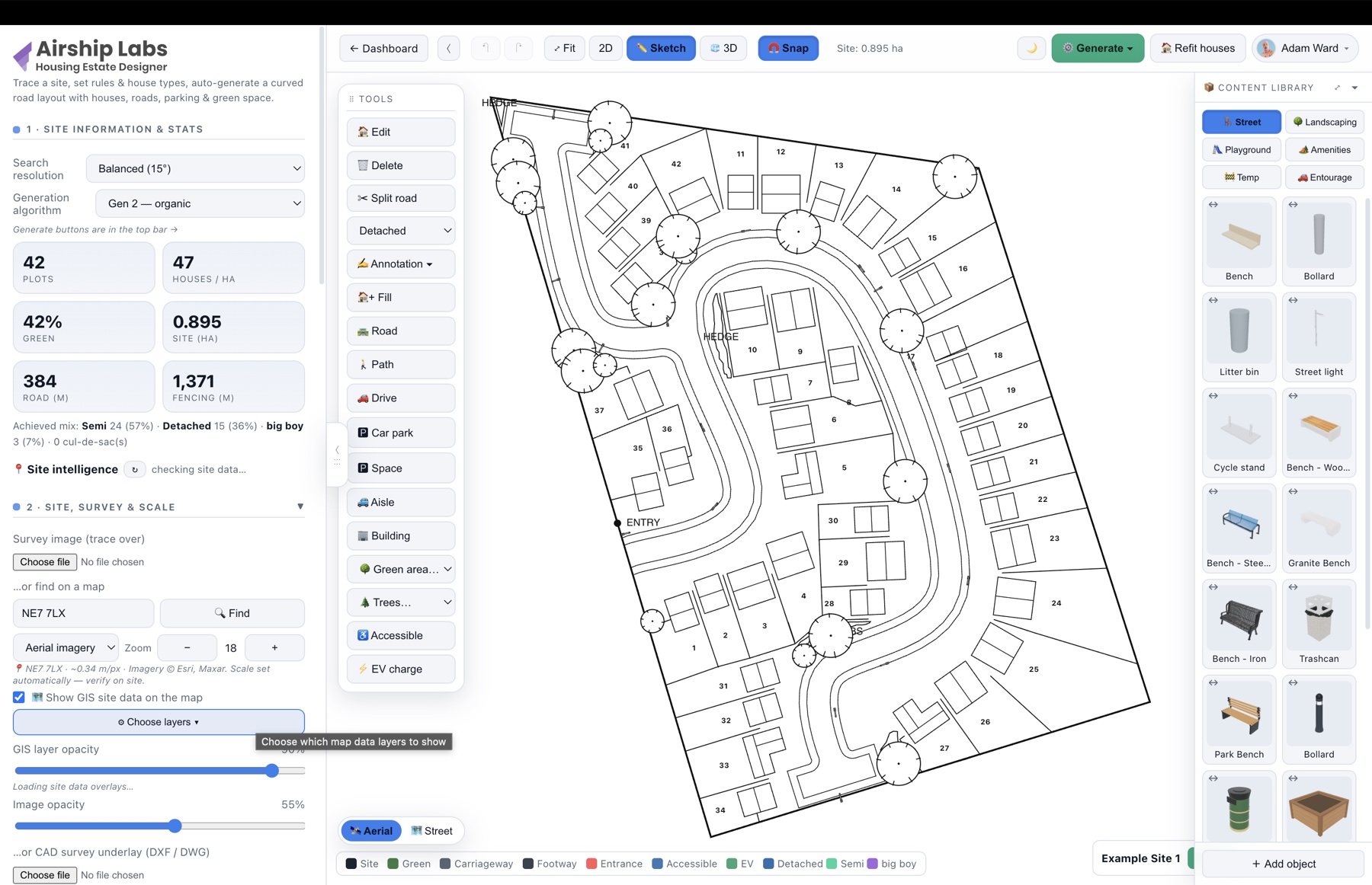 The 2D planning sketch view.